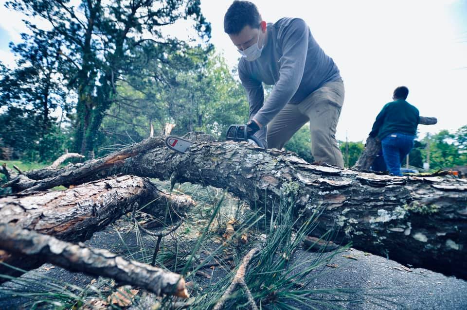 Storm cleanup, on the ground